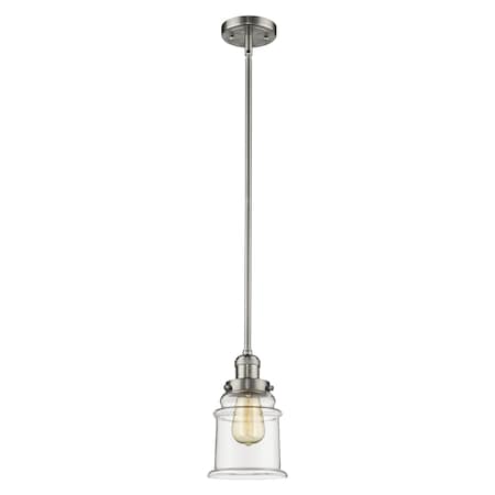 Canton Vintage Dimmable Led 6.5 Brushed Satin Nickel Mini Pendant, Clear Glass